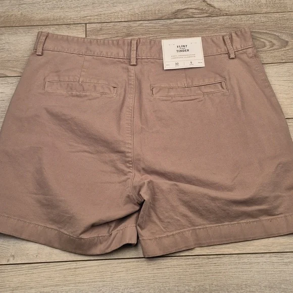 FLINT AND TINDER Solid Tan Pattern Sz 32 x 5" Mens 365 Chino Casual Shorts NEW - Picture 8 of 9